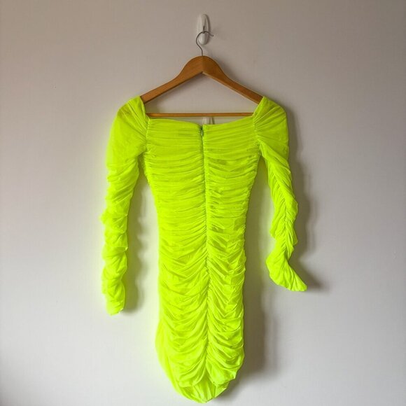 Aritzia Ten by Babaton Luxor Long Sleeve Mini Dress Neon Sunray Yellow Size 4 - Picture 6 of 10